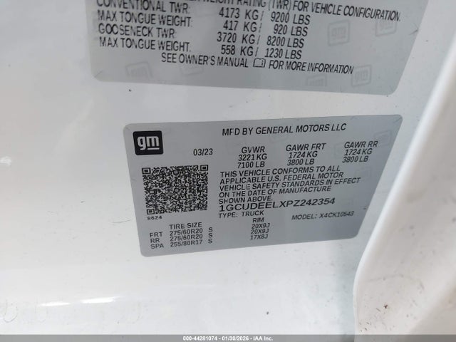 Aukcja sprzedaży 2023 Chevrolet Silverado 1500, vin: 1GCUDEELXPZ242354, numer aukcji: 44281074