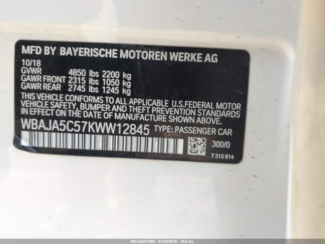 2019 BMW 530I WBAJA5C57KWW12845 Photo 8