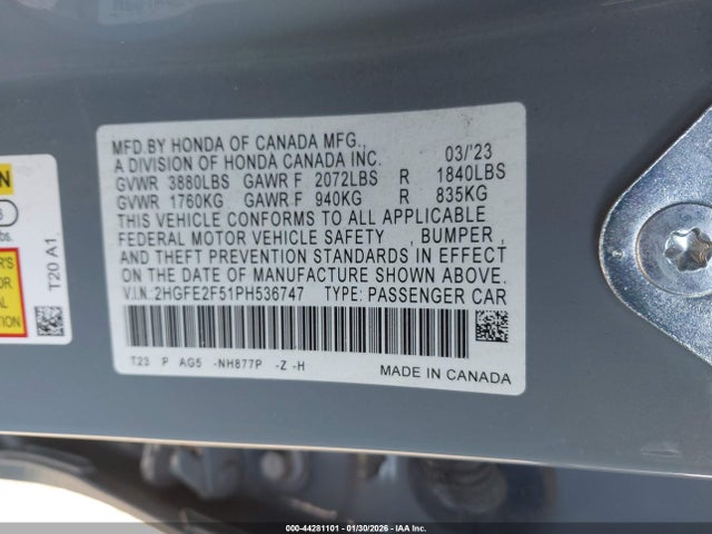 Honda Civic Sport 2023 2HGFE2F51PH536747 Image 9