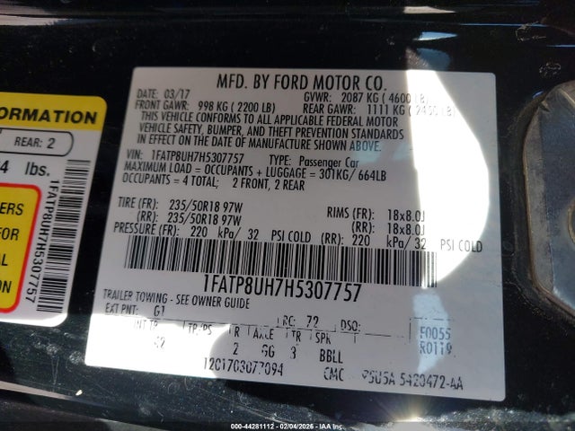 Ford Mustang Ecoboost Premium 2017 1FATP8UH7H5307757 Image 9