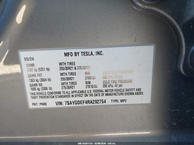 2024 TESLA MODEL Y 7SAYGDEF4RA292754 Photo 8