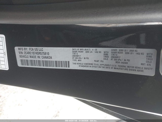 44281148 :رقم المزاد ، 2C4RC1S74SR575810 vin ، 2025 Chrysler Pacifica Hybrid Select مزاد بيع