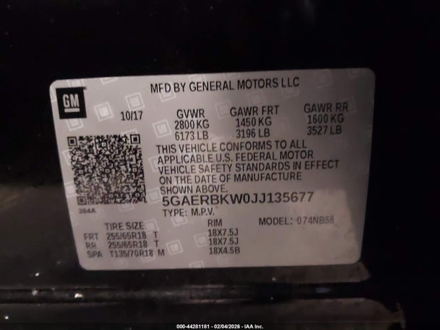 Aukcja sprzedaży 2018 Buick Enclave Essence, vin: 5GAERBKW0JJ135677, numer aukcji: 44281181