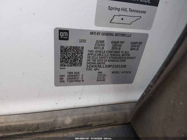 44281197 :رقم المزاد ، 1GKKNLLS9PZ161336 vin ، 2023 Gmc Acadia Awd At4 مزاد بيع