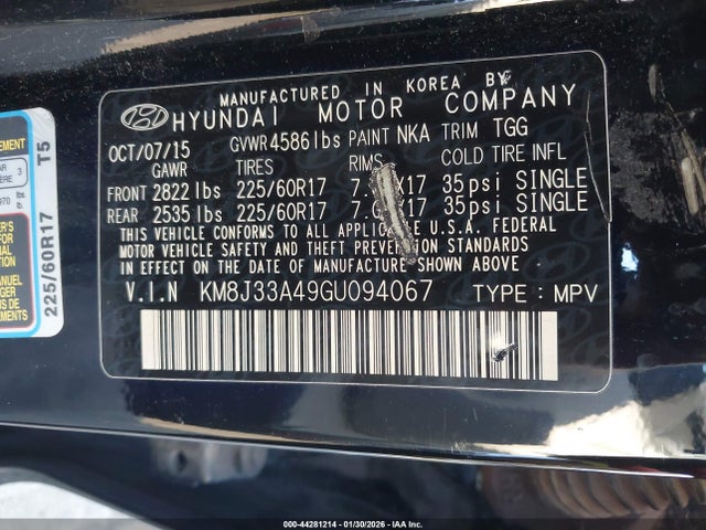 Hyundai TUCSON SE 2016 KM8J33A49GU094067 Image 9