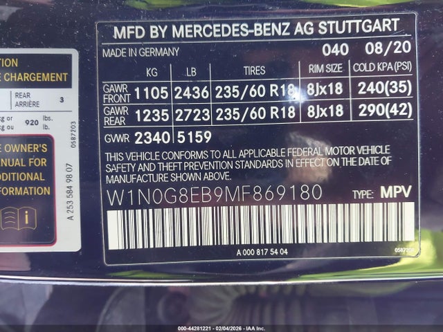 Продажа на аукционе авто 2021 Mercedes-benz Glc 300 4matic Suv, vin: W1N0G8EB9MF869180, номер лота: 44281221
