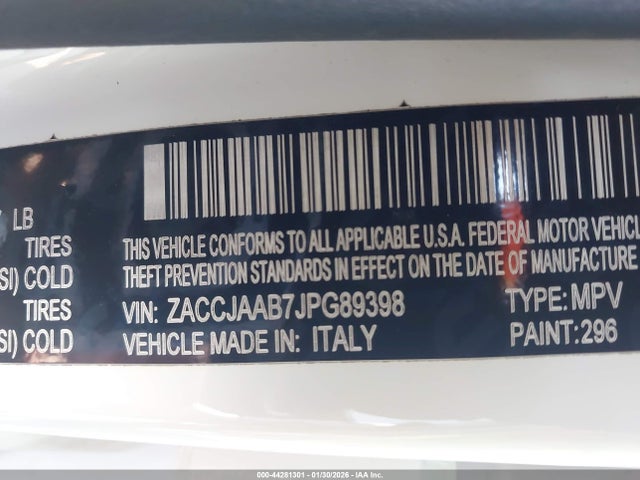 ZACCJAAB7JPG89398 Jeep Renegade Sport Fwd