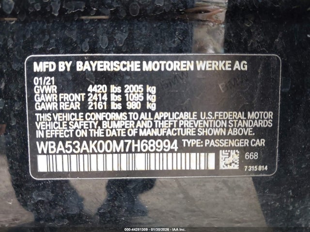 2021 Bmw 228i Gran Coupe Sdrive მანქანა იყიდება აუქციონზე, vin: WBA53AK00M7H68994, აუქციონის ნომერი: 44281309