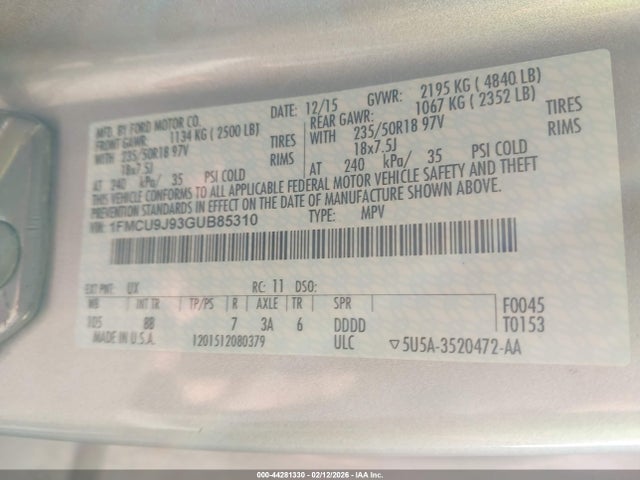 2016 FORD ESCAPE 1FMCU9J93GUB85310 Photo 8