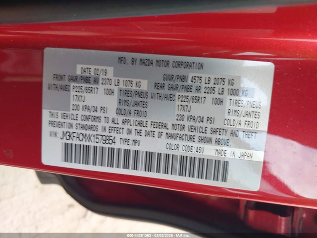 Продаж на аукціоні авто 2019 Mazda Cx-5 Touring, vin: JM3KFACMXK1579854, номер лоту: 44281363