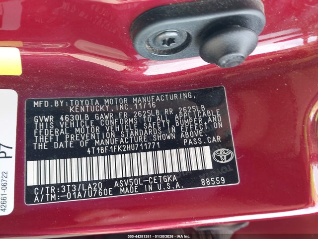 4T1BF1FK2HU711771 Toyota CAMRY XLE