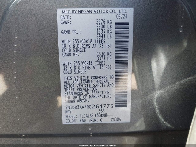 Nissan Pathfinder S Fwd 2024 5N1DR3AA7RC264775 Image 9
