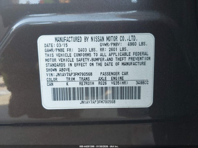 JN1AV7AP3FM790568 Infiniti Q50 Hybrid Premium