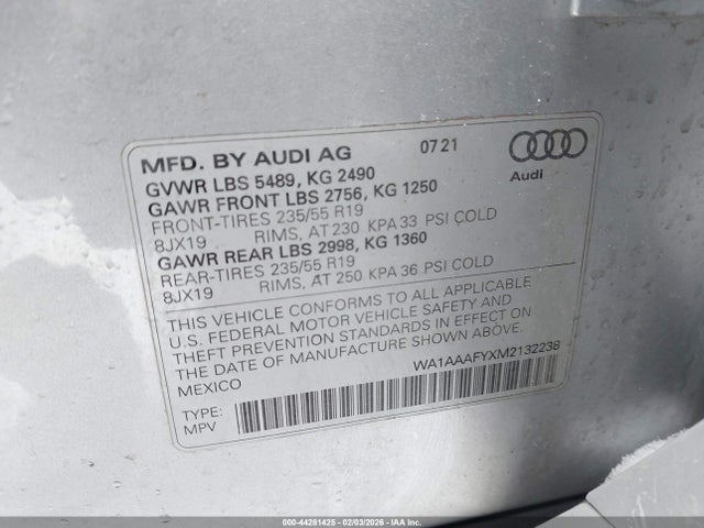 2021 AUDI Q5 WA1AAAFYXM2132238 Photo 8