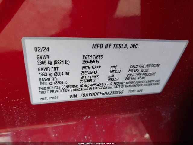 2024 TESLA MODEL Y 7SAYGDEE5RA236295 Photo 8