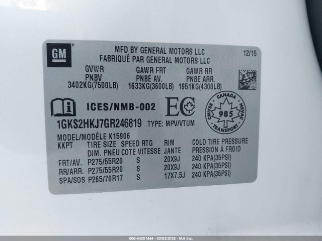 1GKS2HKJ7GR246819 GMC YUKON XL DENALI