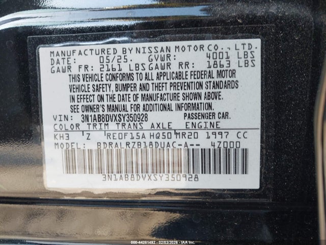 Продажа на аукционе авто 2025 Nissan Sentra Sr, vin: 3N1AB8DVXSY350928, номер лота: 44281492