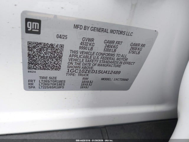 1GC10ZED1SU412489 Chevrolet Silverado Ev Lt