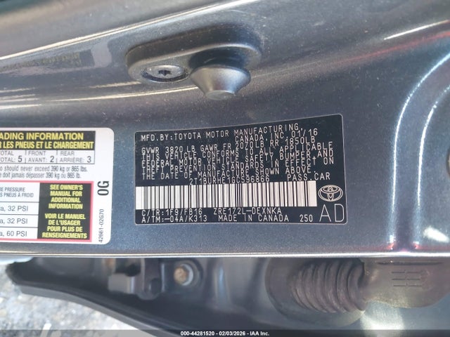 2016 TOYOTA COROLLA 2T1BURHE1GC596866 Photo 8