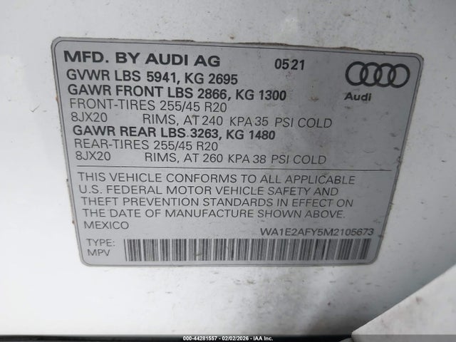 2021 AUDI Q5 WA1E2AFY5M2105673 Photo 8