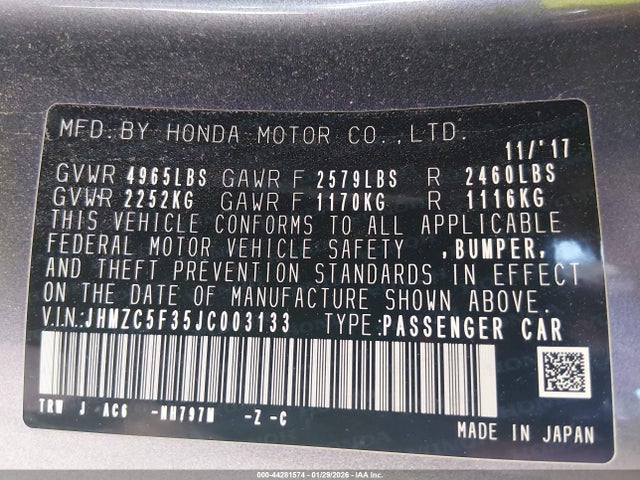 2018 HONDA CLARITY PLUG-IN HYBRID JHMZC5F35JC003133 Photo 8