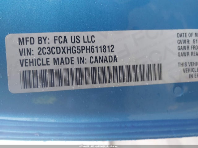 44281580 :رقم المزاد ، 2C3CDXHG5PH611812 vin ، 2023 Dodge Charger Gt مزاد بيع
