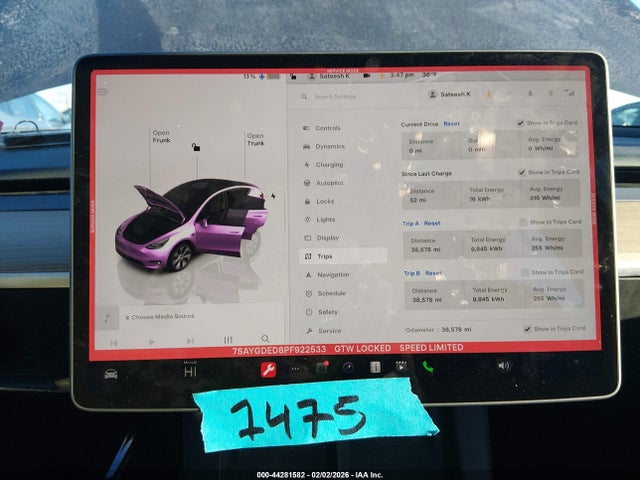 7SAYGDED8PF922533 Tesla Model Y Rwd