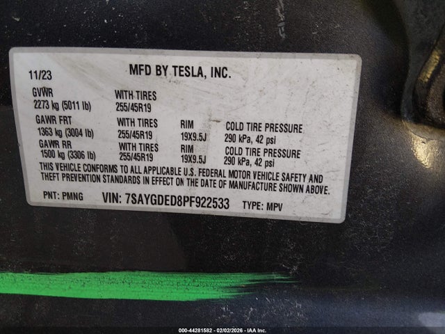 7SAYGDED8PF922533 Tesla Model Y Rwd