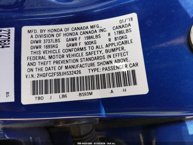 2HGFC2F59JH532426 Honda Civic Lx