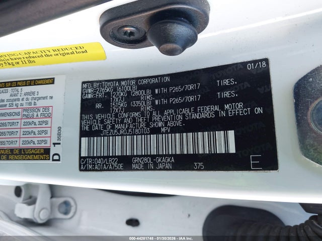 JTEZU5JR0J5180103 Toyota 4runner Sr5 Premium