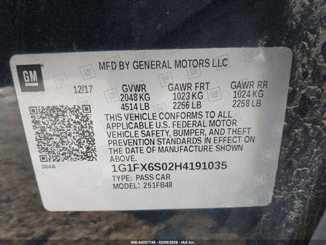 1G1FX6S02H4191035 Chevrolet Bolt Ev Premier