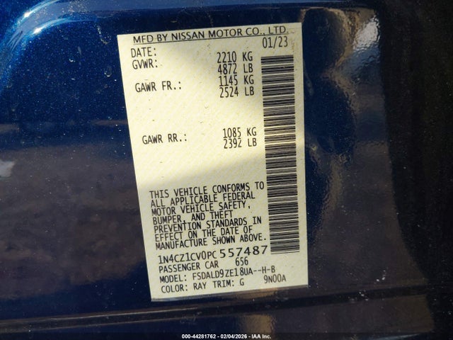 Продаж на аукціоні авто 2023 Nissan Leaf Sv Plus 60 Kwh, vin: 1N4CZ1CV0PC557487, номер лоту: 44281762