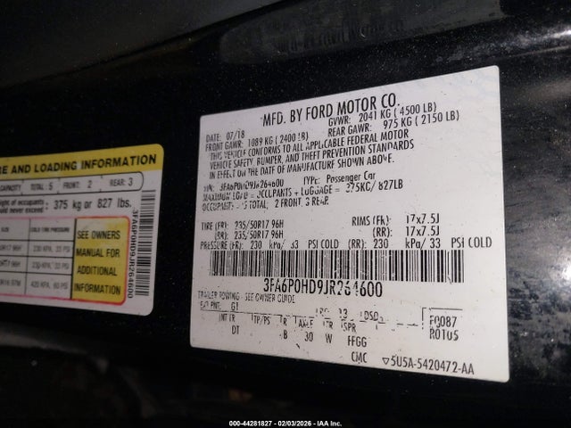 2018 FORD FUSION 3FA6P0HD9JR264600 Photo 8