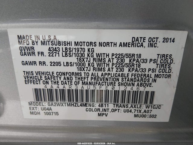 2015 MITSUBISHI OUTLANDER SPORT 4A4AR3AU5FE012467 Photo 8