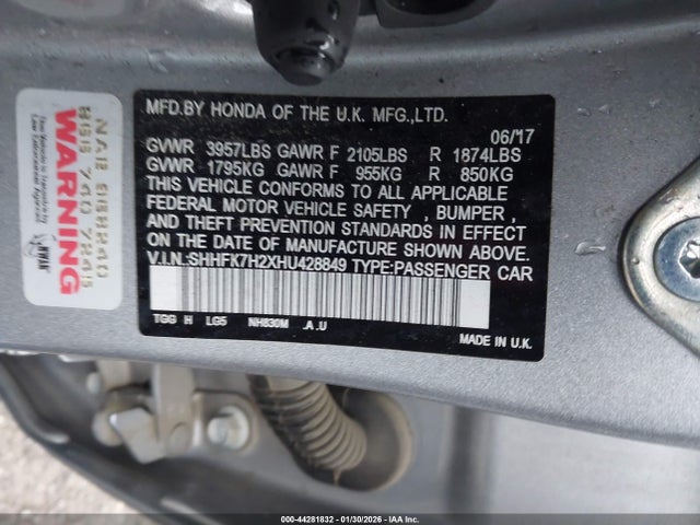 SHHFK7H2XHU428849 Honda Civic Lx