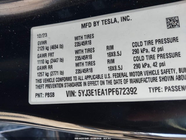 2023 TESLA MODEL 3 5YJ3E1EA1PF672392 Photo 8