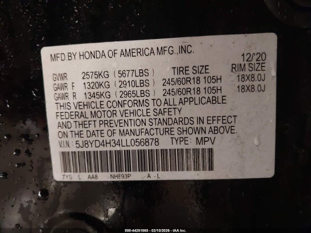 2020 ACURA MDX 5J8YD4H34LL056878 Photo 8