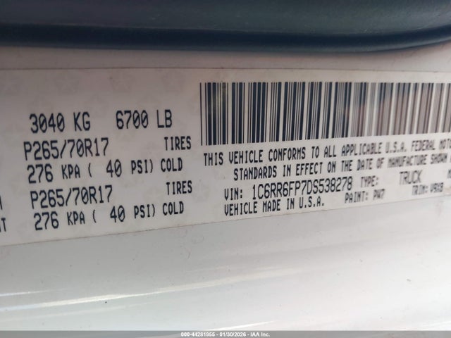 2013 RAM 1500 1C6RR6FP7DS538278 Photo 8