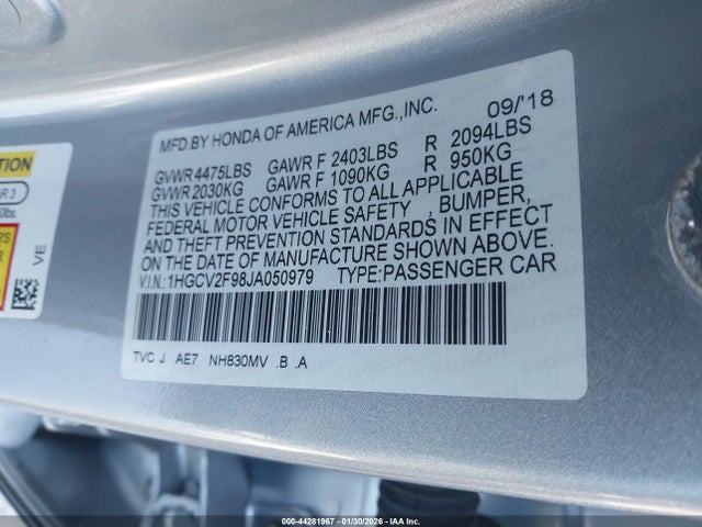 1HGCV2F98JA050979 Honda Accord Touring 2.0t