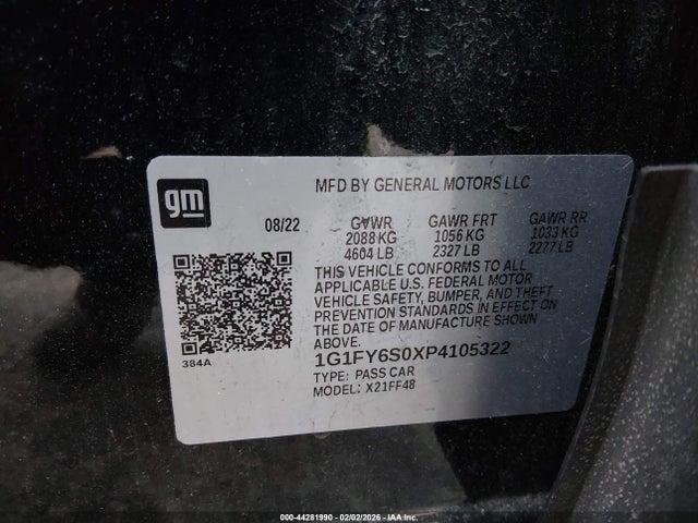 1G1FY6S0XP4105322 Chevrolet Bolt Euv Fwd Lt
