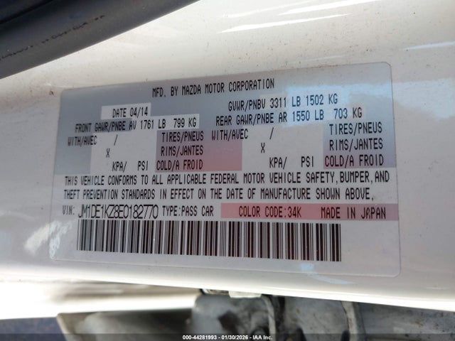 JM1DE1KZ8E0182770 Mazda Mazda2 Sport