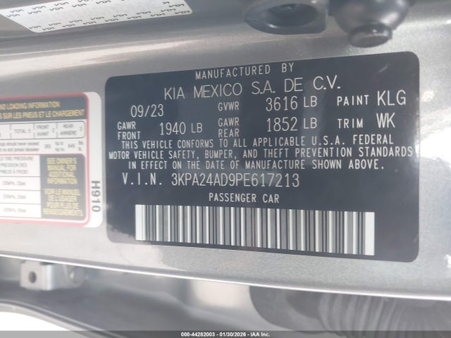 3KPA24AD9PE617213 KIA RIO S