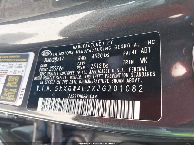 5XXGW4L2XJG201082 KIA Optima Sx Turbo