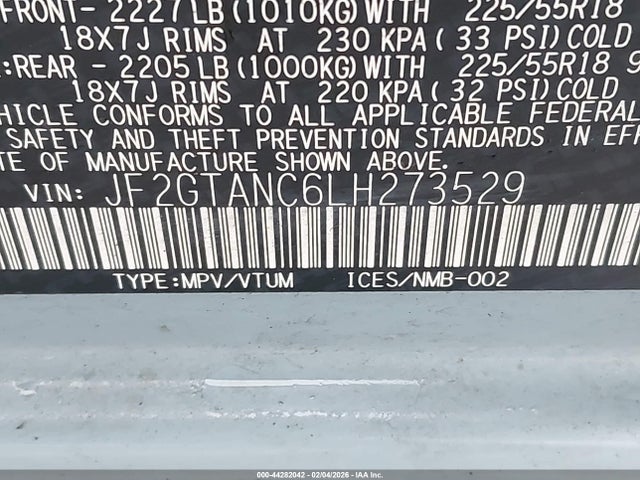Продажа на аукционе авто 2020 Subaru Crosstrek Limited, vin: JF2GTANC6LH273529, номер лота: 44282042
