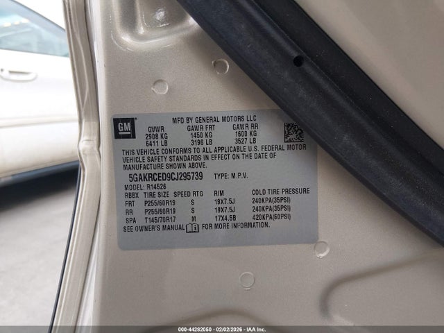 Aukcja sprzedaży 2012 Buick Enclave Leather, vin: 5GAKRCED9CJ295739, numer aukcji: 44282050