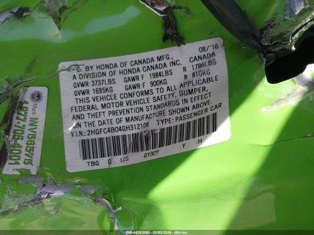 Honda Civic Lx-p 2016 2HGFC4B04GH312108 Image 9