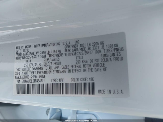 44282063 :رقم المزاد ، 7MMVABBLXTN454611 vin ، 2026 Mazda Cx-50 2.5 S Preferred مزاد بيع