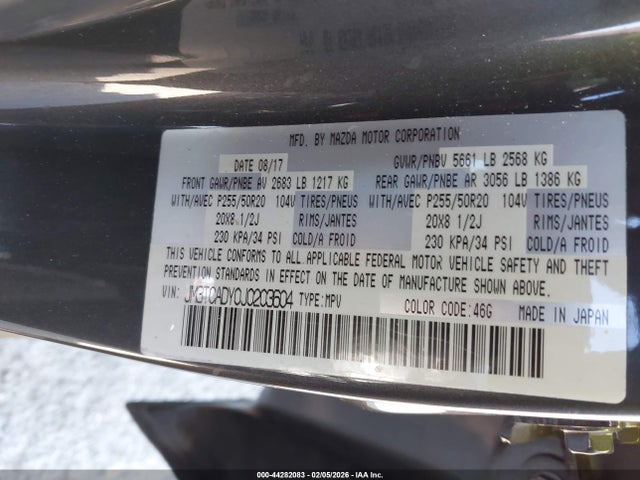 Aukcja sprzedaży 2018 Mazda Cx-9 Grand Touring, vin: JM3TCADY0J0203604, numer aukcji: 44282083