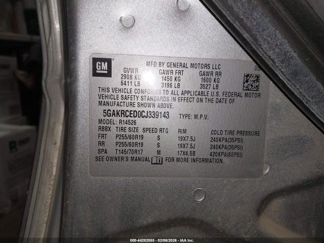 Aukcja sprzedaży 2012 Buick Enclave Leather, vin: 5GAKRCED0CJ339143, numer aukcji: 44282085