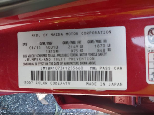 Aukcja sprzedaży 2015 Mazda Mazda3 I Sport, vin: JM1BM1U73F1255660, numer aukcji: 44282086